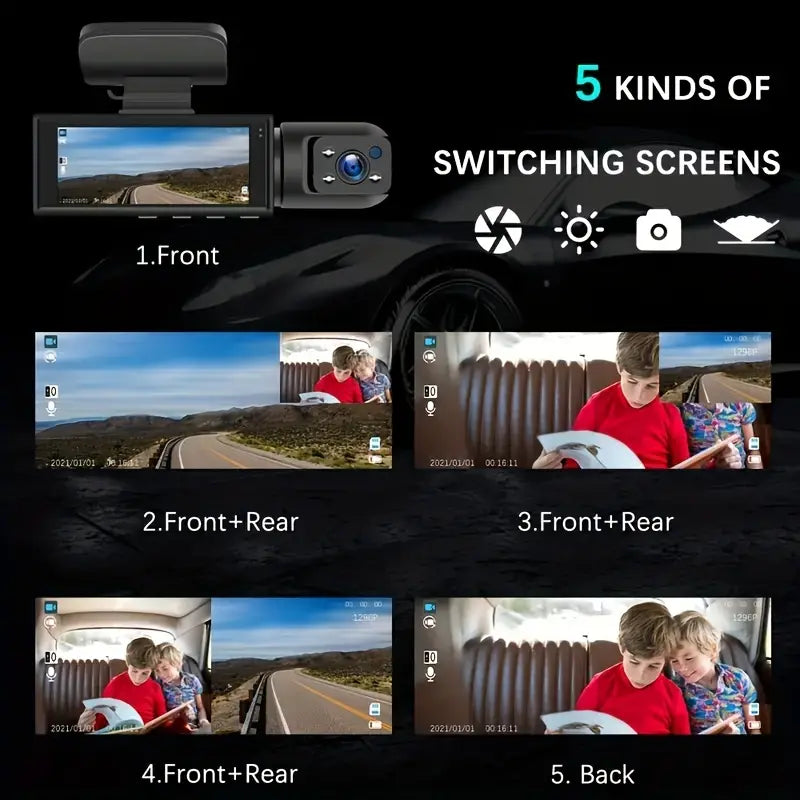 NNETM 1080P Dual Camera Dash Cam for Cars with 32GB Memory Card